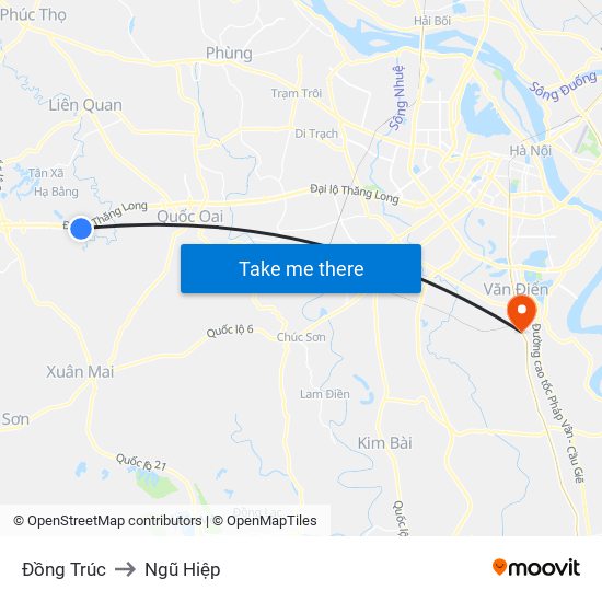 Đồng Trúc to Ngũ Hiệp map