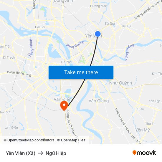 Yên Viên (Xã) to Ngũ Hiệp map