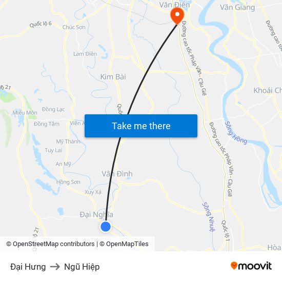 Đại Hưng to Ngũ Hiệp map