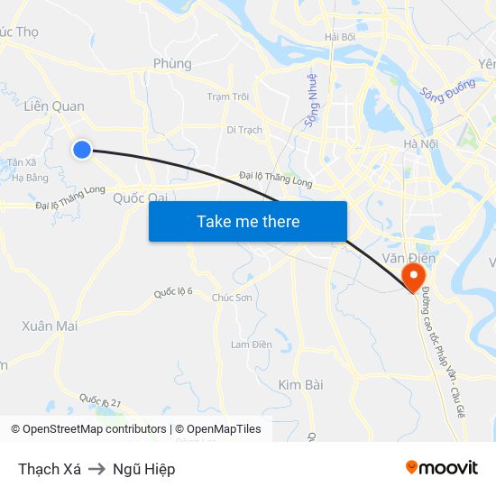 Thạch Xá to Ngũ Hiệp map