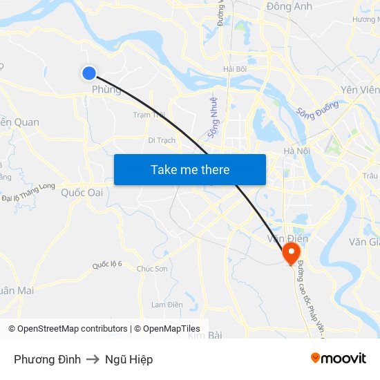 Phương Đình to Ngũ Hiệp map