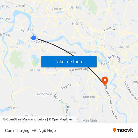 Cam Thượng to Ngũ Hiệp map