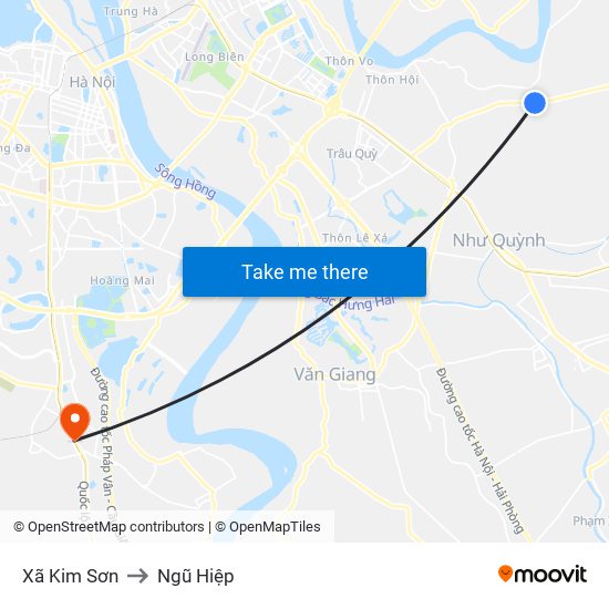 Xã Kim Sơn to Ngũ Hiệp map