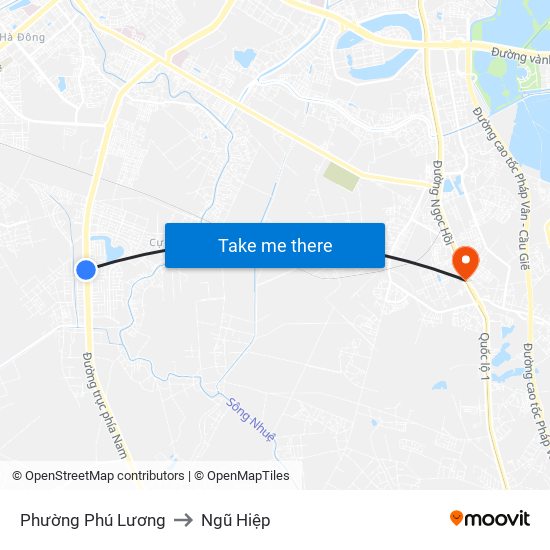 Phường Phú Lương to Ngũ Hiệp map