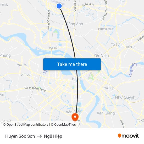 Huyện Sóc Sơn to Ngũ Hiệp map