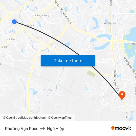 Phường Vạn Phúc to Ngũ Hiệp map