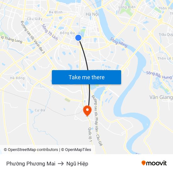 Phường Phương Mai to Ngũ Hiệp map