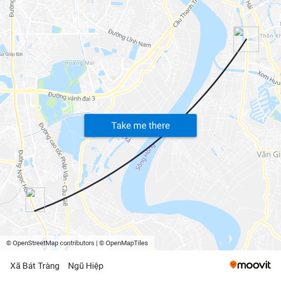 Xã Bát Tràng to Ngũ Hiệp map