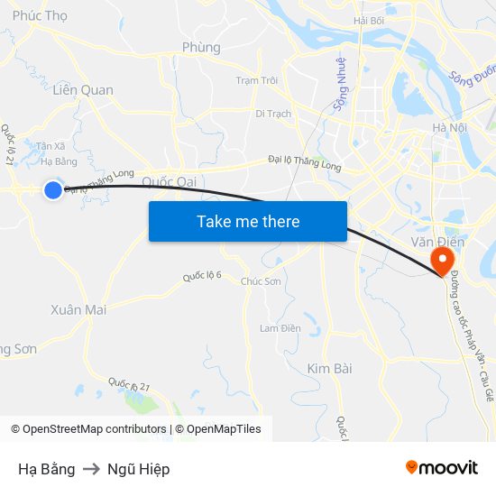 Hạ Bằng to Ngũ Hiệp map