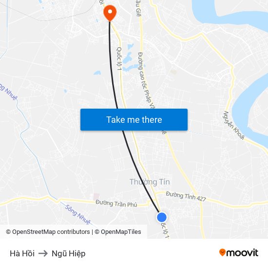 Hà Hồi to Ngũ Hiệp map