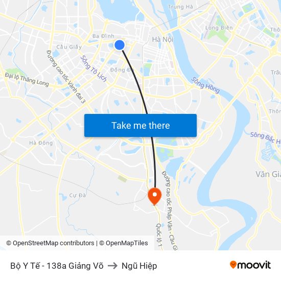 Bộ Y Tế - 138a Giảng Võ to Ngũ Hiệp map