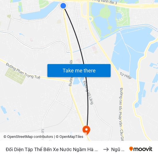 Đối Diện Tập Thể Bến Xe Nước Ngầm Hà Nội - Ngọc Hồi to Ngũ Hiệp map