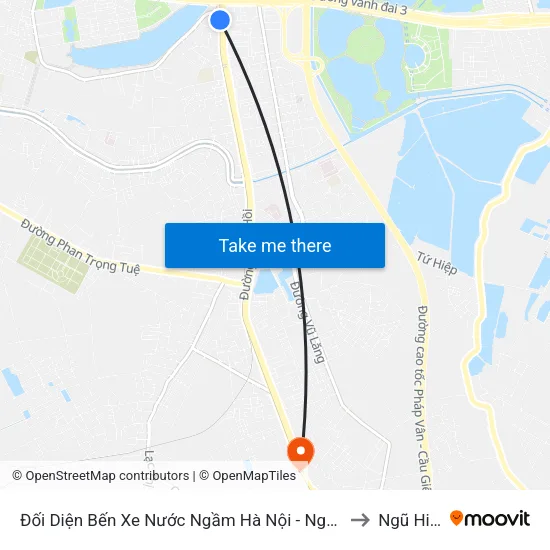 Đối Diện Bến Xe Nước Ngầm Hà Nội - Ngọc Hồi to Ngũ Hiệp map
