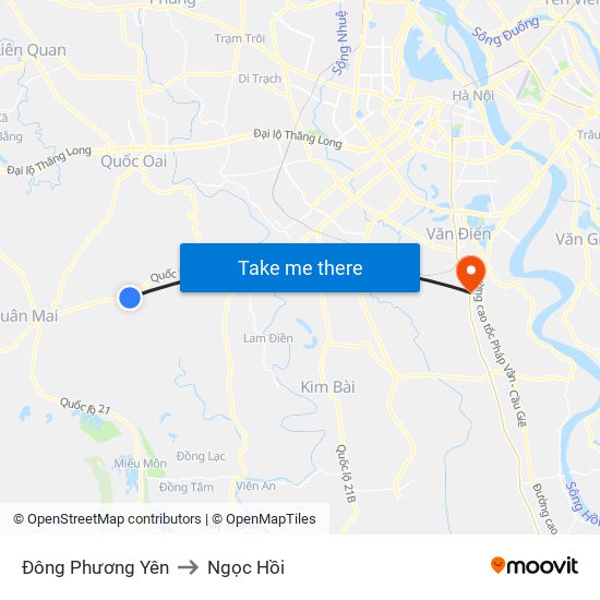 Đông Phương Yên to Ngọc Hồi map