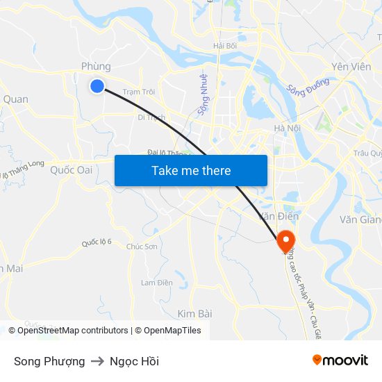 Song Phượng to Ngọc Hồi map