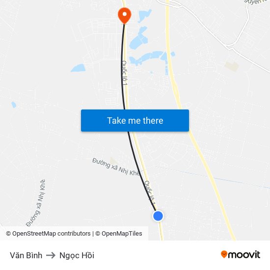 Văn Bình to Ngọc Hồi map