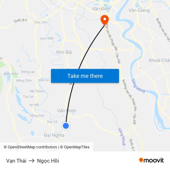 Vạn Thái to Ngọc Hồi map