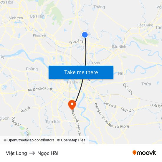 Việt Long to Ngọc Hồi map