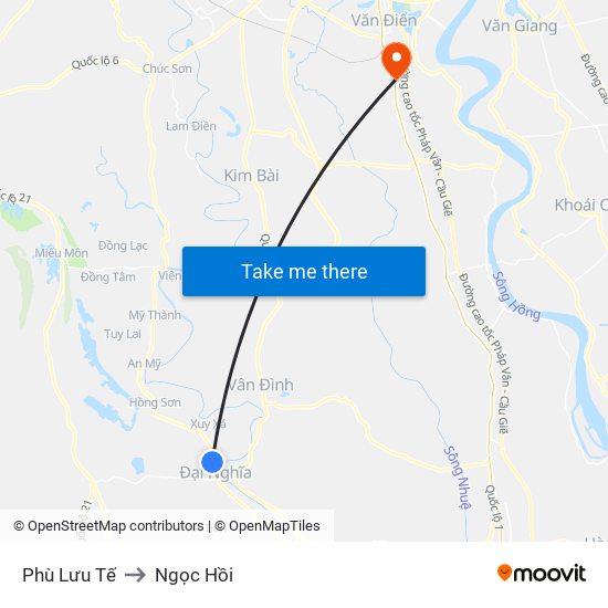 Phù Lưu Tế to Ngọc Hồi map