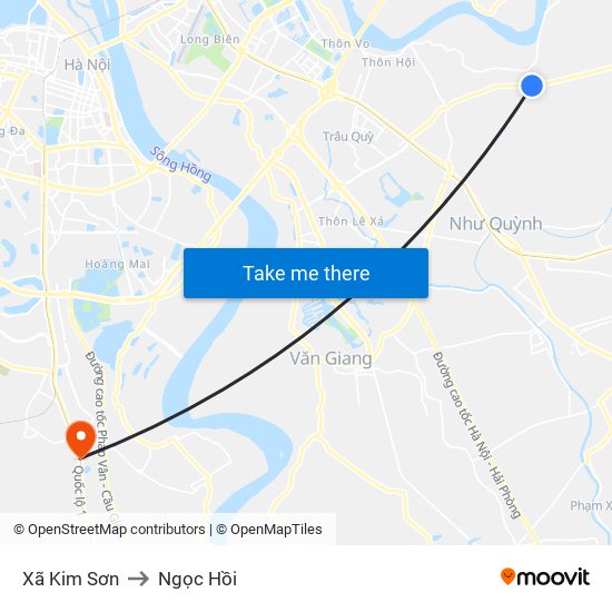 Xã Kim Sơn to Ngọc Hồi map