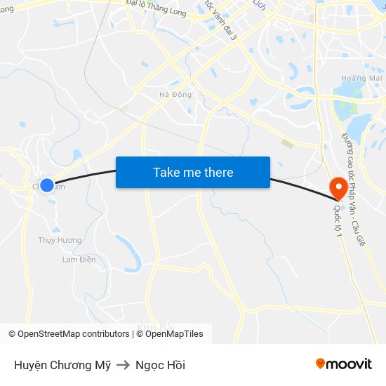 Huyện Chương Mỹ to Ngọc Hồi map