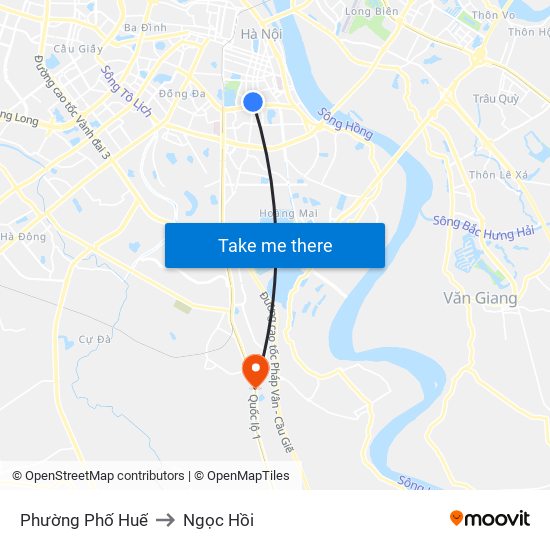 Phường Phố Huế to Ngọc Hồi map