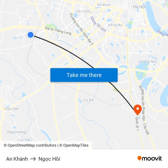 An Khánh to Ngọc Hồi map