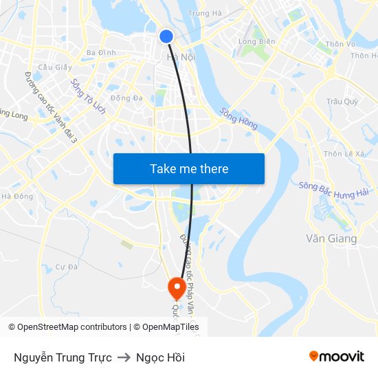 Nguyễn Trung Trực to Ngọc Hồi map