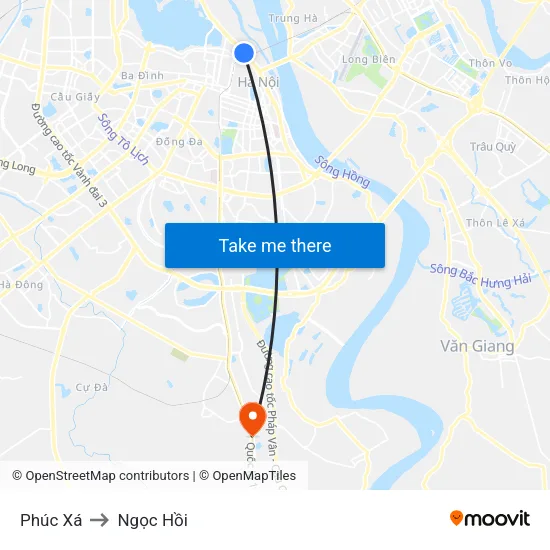 Phúc Xá to Ngọc Hồi map