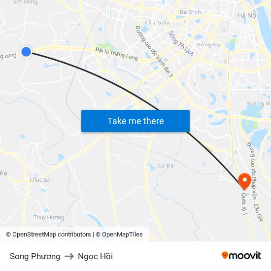 Song Phương to Ngọc Hồi map