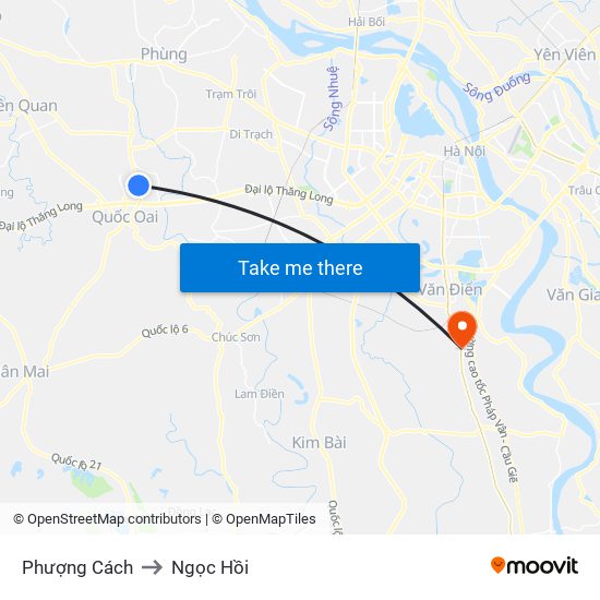 Phượng Cách to Ngọc Hồi map