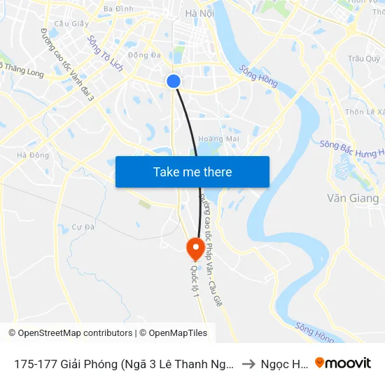 175-177 Giải Phóng (Ngã 3 Lê Thanh Nghị) to Ngọc Hồi map