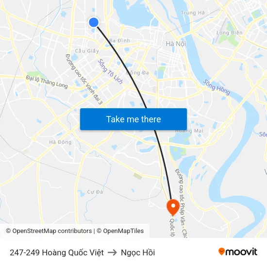 247-249 Hoàng Quốc Việt to Ngọc Hồi map