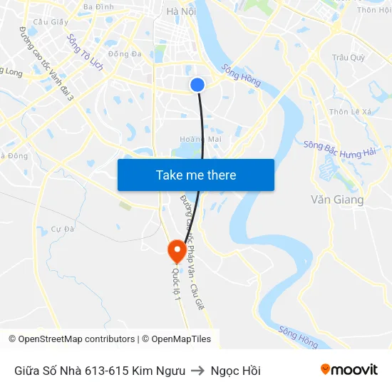 Giữa Số Nhà 613-615 Kim Ngưu to Ngọc Hồi map