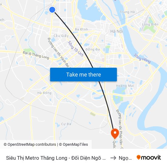 Siêu Thị Metro Thăng Long - Đối Diện Ngõ 599 Phạm Văn Đồng to Ngọc Hồi map