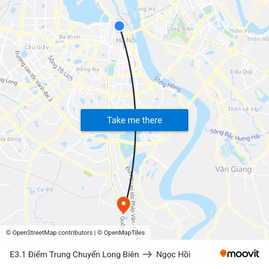 E3.1 Điểm Trung Chuyển Long Biên to Ngọc Hồi map