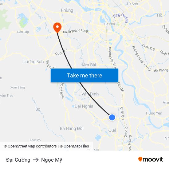 Đại Cường to Ngọc Mỹ map