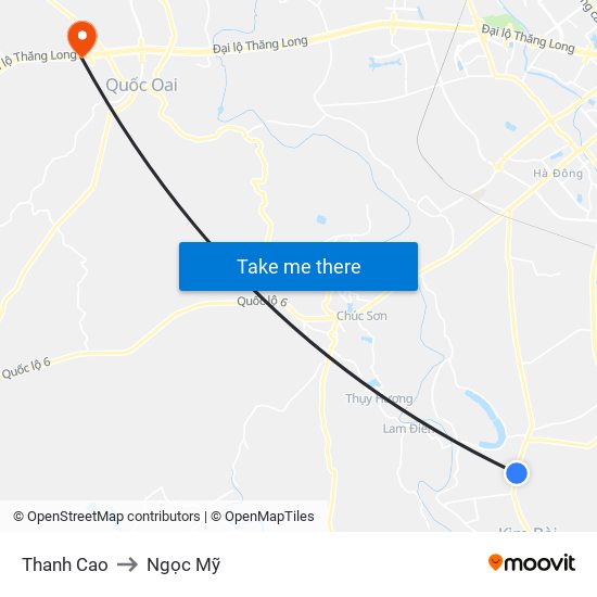 Thanh Cao to Ngọc Mỹ map