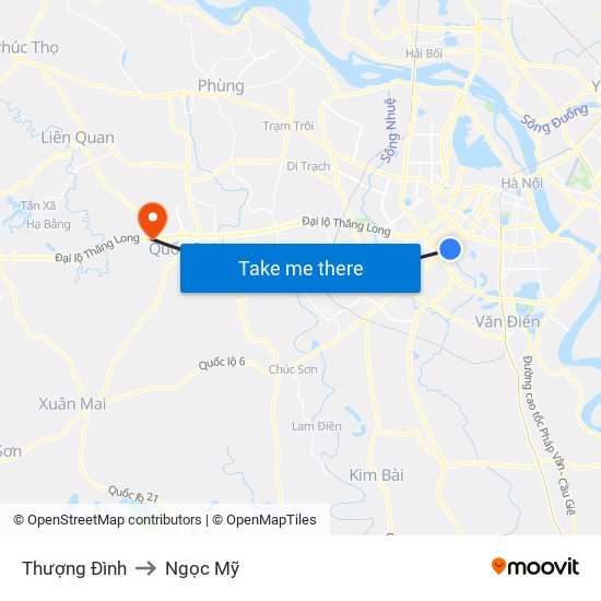 Thượng Đình to Ngọc Mỹ map