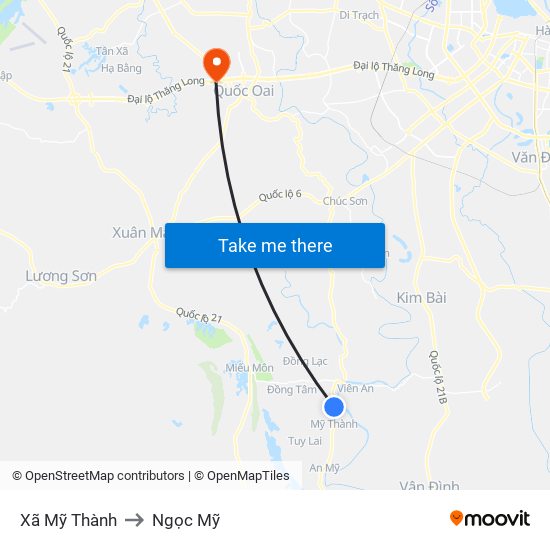 Xã Mỹ Thành to Ngọc Mỹ map