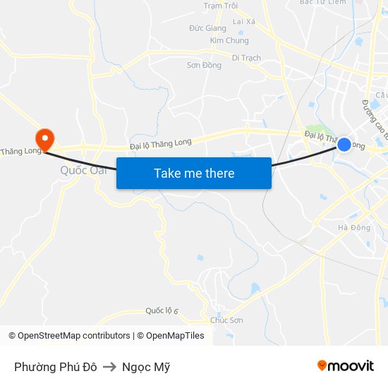 Phường Phú Đô to Ngọc Mỹ map