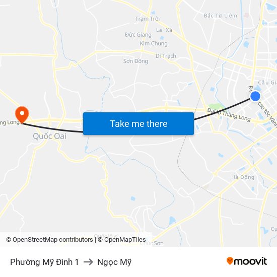 Phường Mỹ Đình 1 to Ngọc Mỹ map