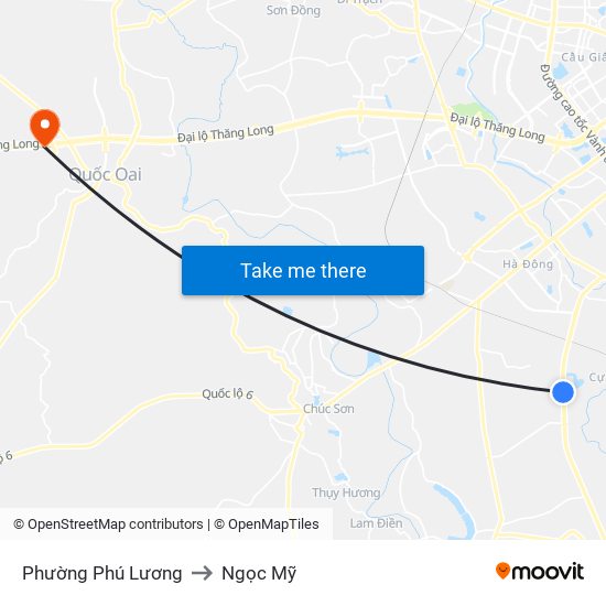 Phường Phú Lương to Ngọc Mỹ map