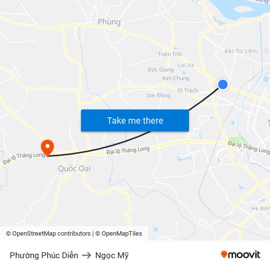 Phường Phúc Diễn to Ngọc Mỹ map