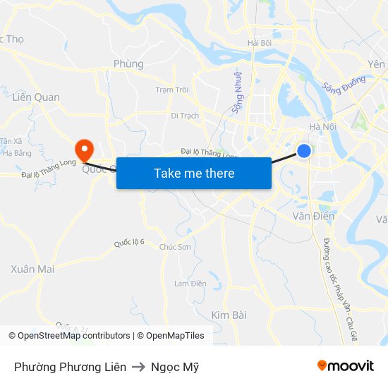 Phường Phương Liên to Ngọc Mỹ map