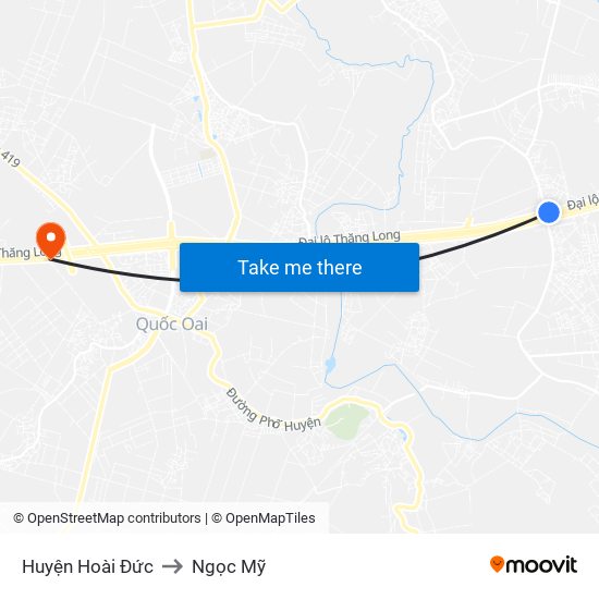 Huyện Hoài Đức to Ngọc Mỹ map