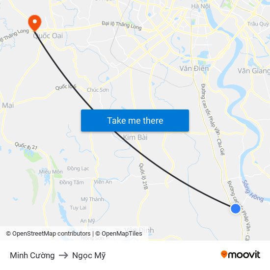 Minh Cường to Ngọc Mỹ map