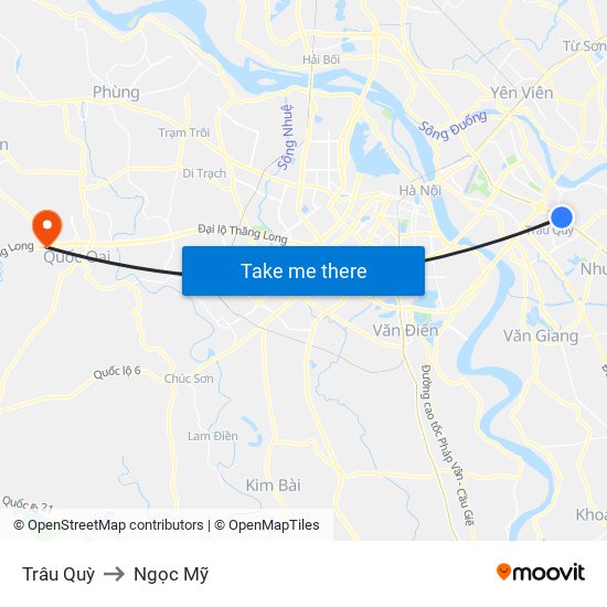 Trâu Quỳ to Ngọc Mỹ map