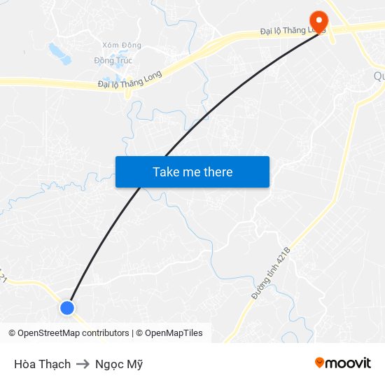Hòa Thạch to Ngọc Mỹ map