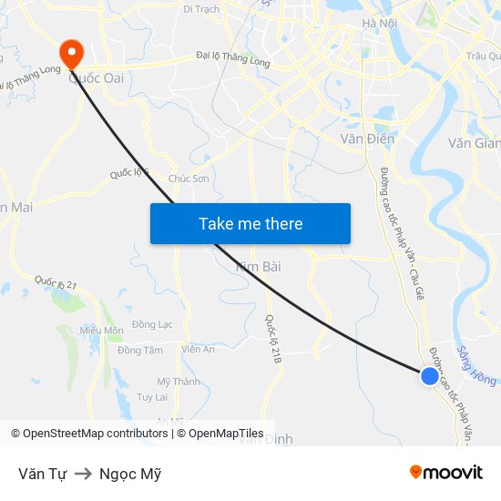 Văn Tự to Ngọc Mỹ map